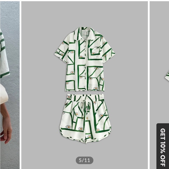 Commense Print Drawstring Short Set - Picture 2 of 10